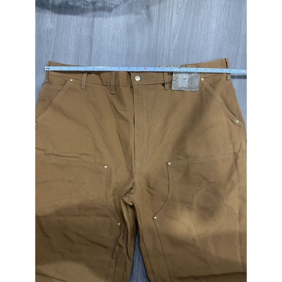 Vintage NWT Carhartt Double Knee Carpenter Jeans Pants 44x34 Made In USA Brown - Picture 8 of 11